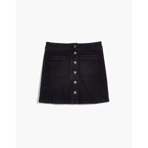 Madewell Cotton Denim A-Line Snap Button Front Short Black Jean Mini Skirt 30